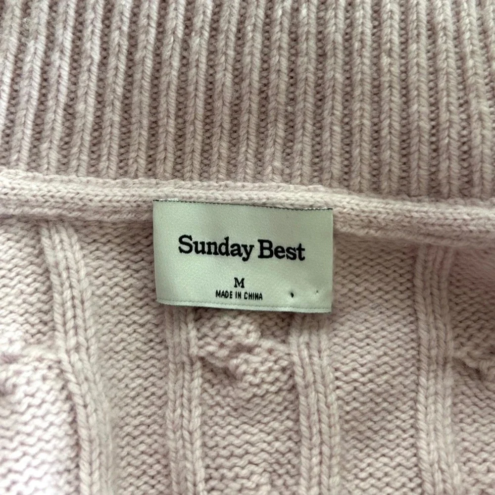 Aritzia Merino Wool Lottie Relaxed Polo Sweater Strawberry Puff Pink M Coquette - Picture 7 of 8